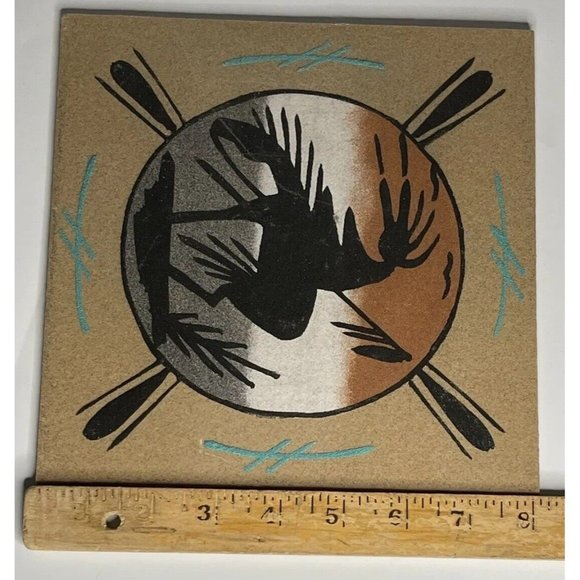 Native American End Of The Trail Sand Painting Wall Art Unframed New Old Stock - Picture 5 of 5